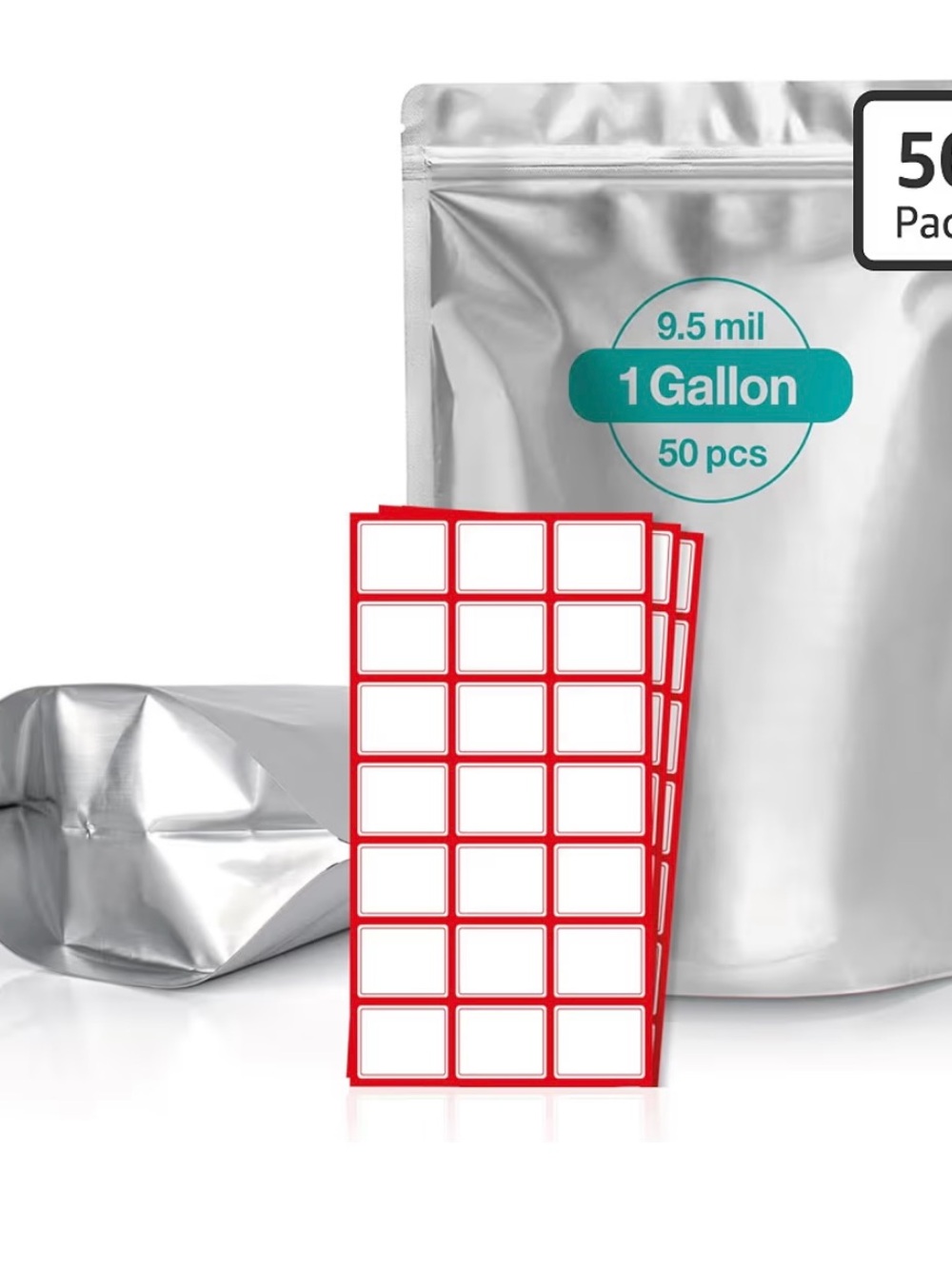 Red Border Square Labels - Peel & Stick Organizer Pack (50pcs)